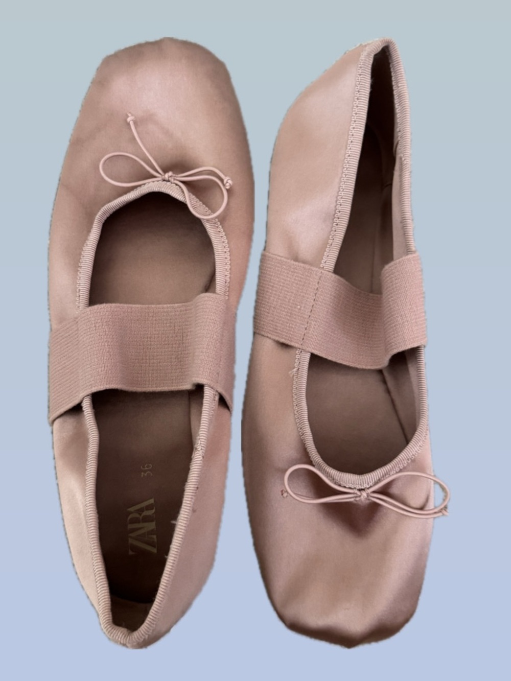 ZARA Rose Taupe Ballet Flats with Elastic Strap